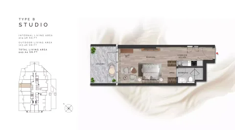Floor plan, Studio, 543 sq ft