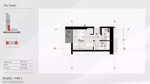 Floor plan, Studio, 442 sq ft