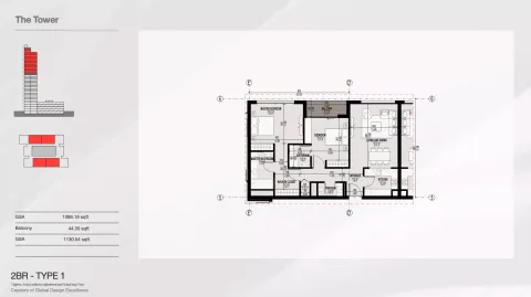Floor plan, 2 Beds, 1,130 sq ft