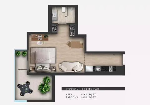 Floor plan, Studio, 459 sq ft