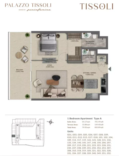 Floor plan, 1 Bed, 850 sq ft