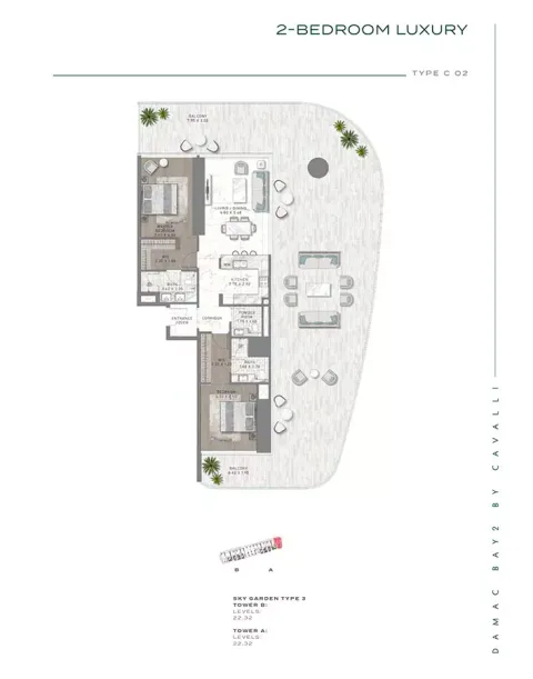 Floor plan, 2 Beds, 0 sq ft