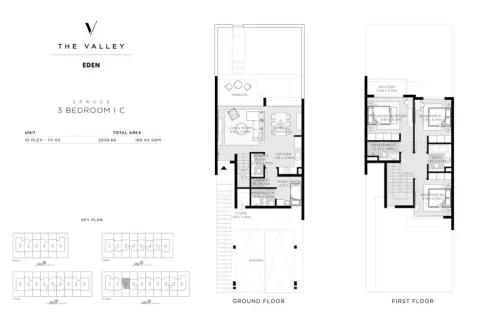 Floor plan, 3 Beds, 2,038 sq ft