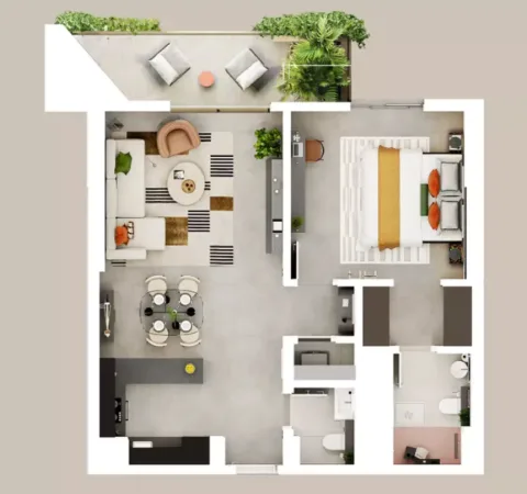 Floor plan, 1 Bed, 936 sq ft