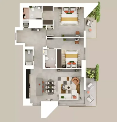Floor plan, 2 Beds, 1,463 sq ft