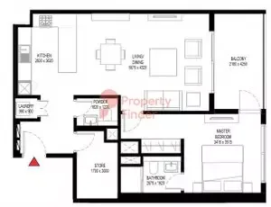 Floor plan, 1 Bed, 947 sq ft