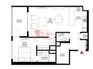 Floor plan, 1 Bed, 948 sq ft