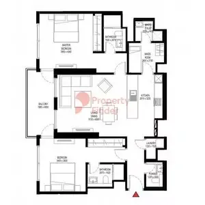 Floor plan, 2 Beds, 1,325 sq ft