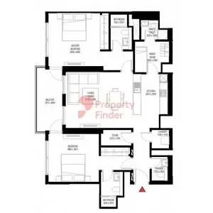 Floor plan, 2 Beds, 1,351 sq ft