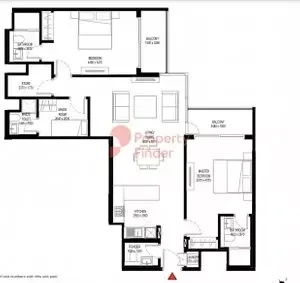 Floor plan, 2 Beds, 1,345 sq ft