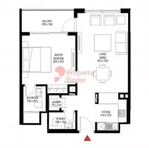 Floor plan, 1 Bed, 733 sq ft