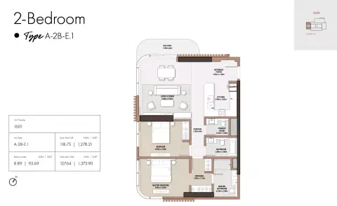 Floor plan, 2 Beds, 1,373 sq ft