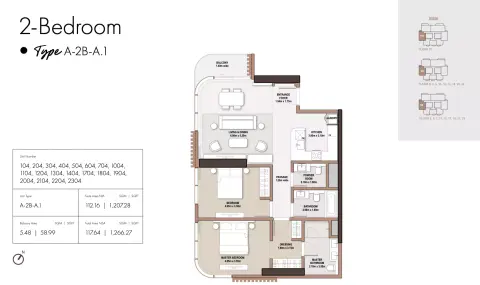 Floor plan, 2 Beds, 1,266 sq ft
