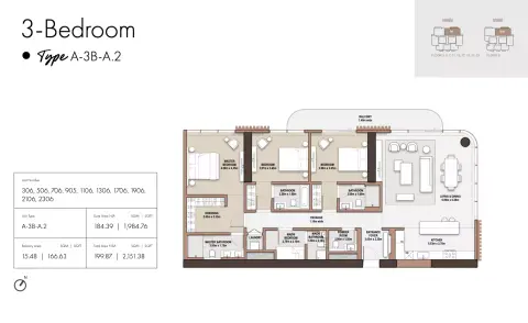 Floor plan, 3 Beds, 2,151 sq ft