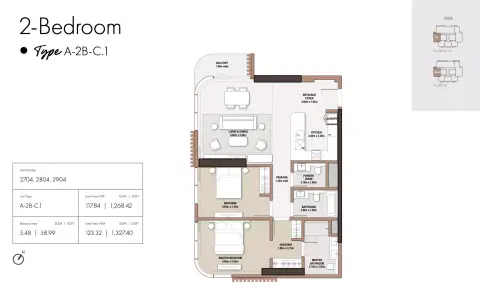 Floor plan, 2 Beds, 1,327 sq ft