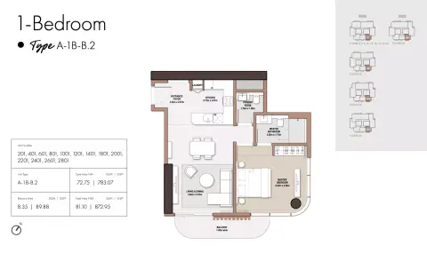 Floor plan, 1 Bed, 872 sq ft