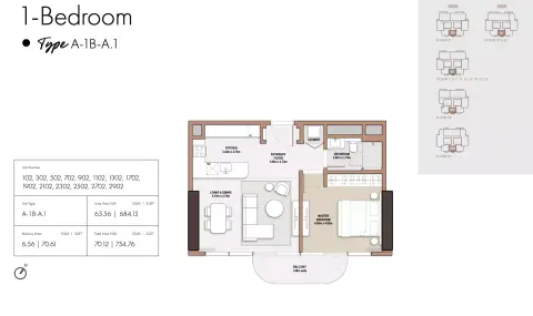 Floor plan, 1 Bed, 754 sq ft