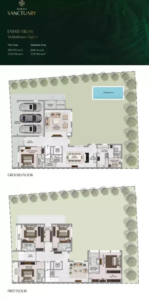Floor plan, 6 Beds, 5,813 sq ft
