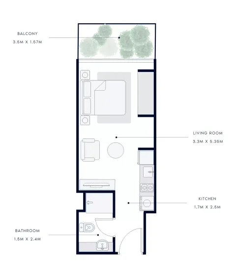 Floor plan, Studio, 349 sq ft