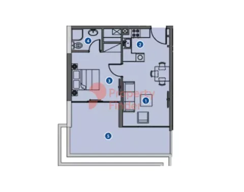Floor plan, 1 Bed, 654 sq ft