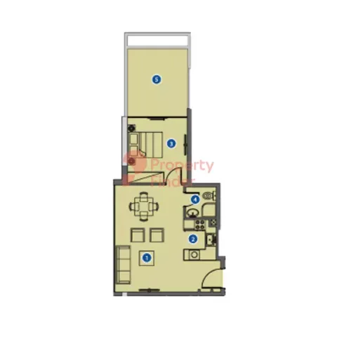 Floor plan, 1 Bed, 740 sq ft
