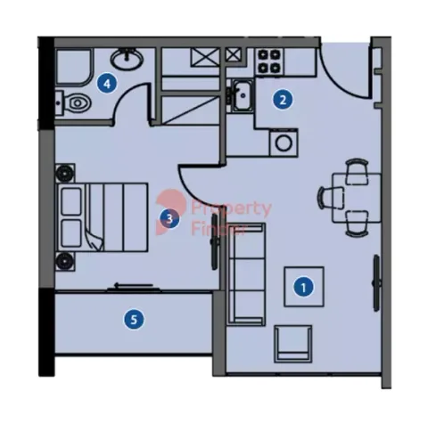 Floor plan, 1 Bed, 489 sq ft