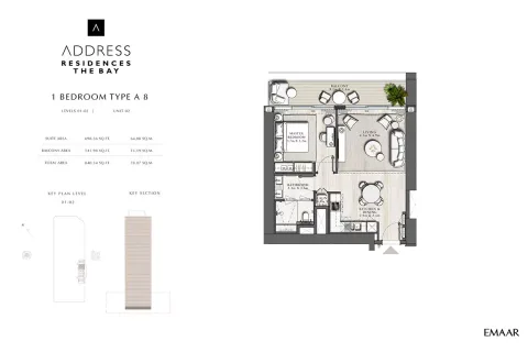 Floor plan, 1 Bed, 840 sq ft