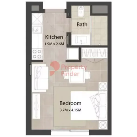 Floor plan, Studio, 317 sq ft
