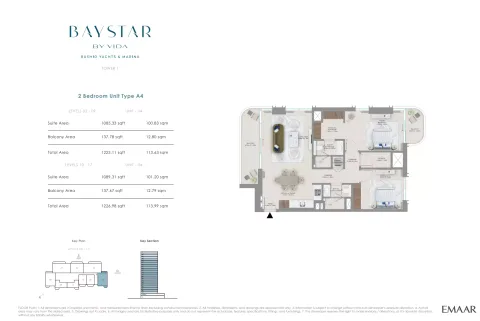 Floor plan, 2 Beds, 1,223 sq ft