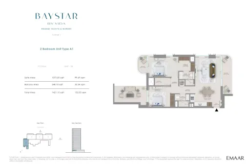 Floor plan, 2 Beds, 1,421 sq ft