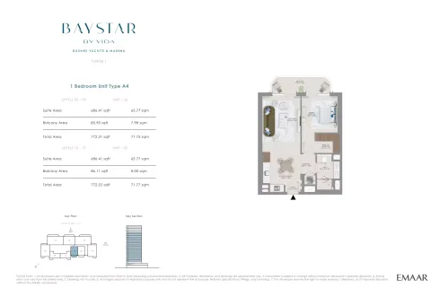 Floor plan, 1 Bed, 772 sq ft