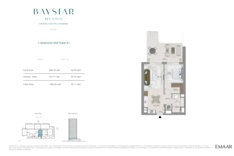 Floor plan, 1 Bed, 1,002 sq ft