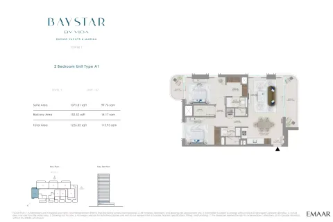 Floor plan, 2 Beds, 1,226 sq ft