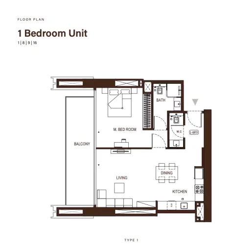 Floor plan, 1 Bed, 0 sq ft