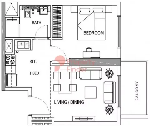 Floor plan, 1 Bed, 0 sq ft