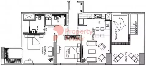 Floor plan, 2 Beds, 0 sq ft