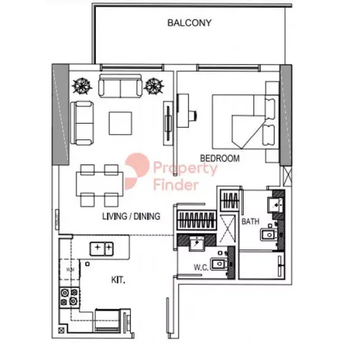 Floor plan, 1 Bed, 648 sq ft