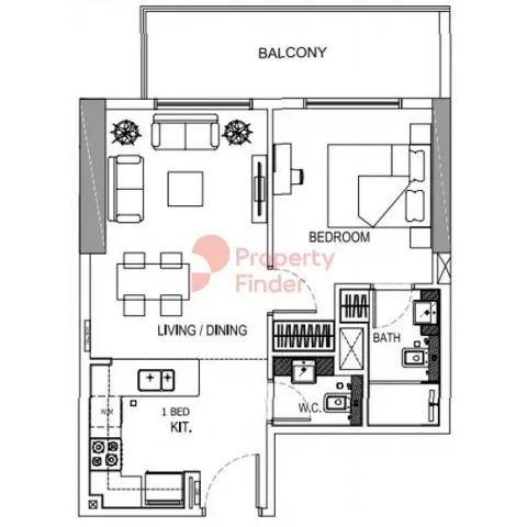Floor plan, 1 Bed, 0 sq ft