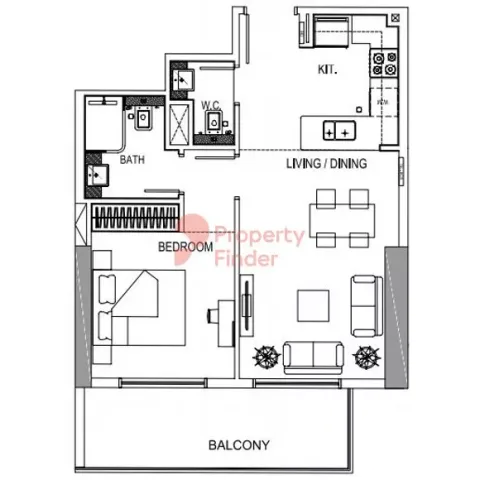 Floor plan, 1 Bed, 0 sq ft