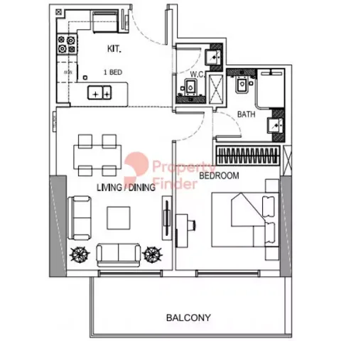 Floor plan, 1 Bed, 0 sq ft