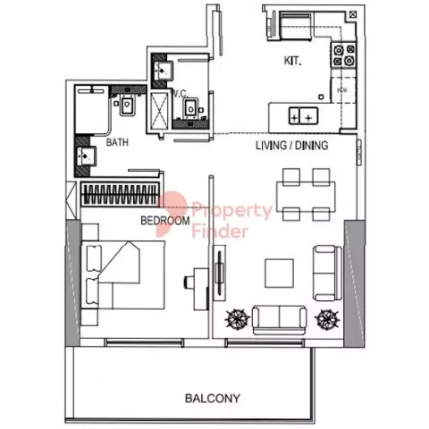 Floor plan, 1 Bed, 0 sq ft