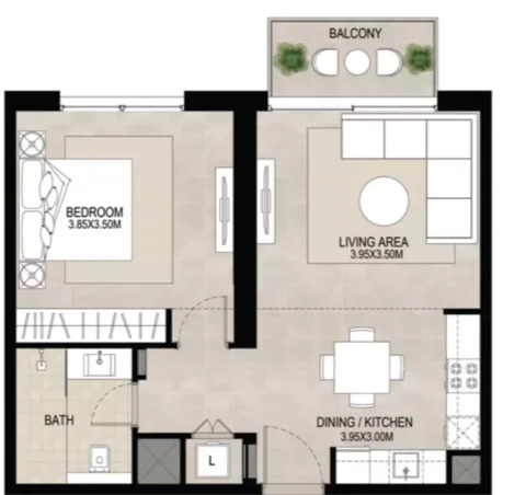Floor plan, 1 Bed, 648 sq ft