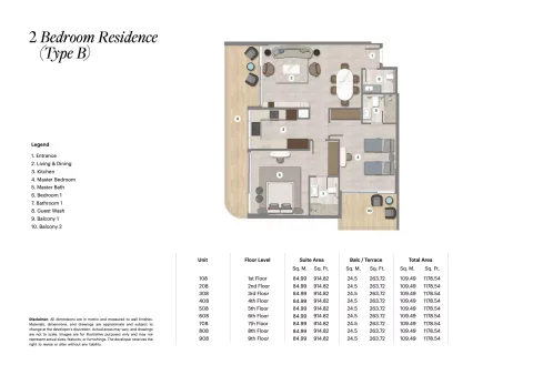 Floor plan, 2 Beds, 1,178 sq ft