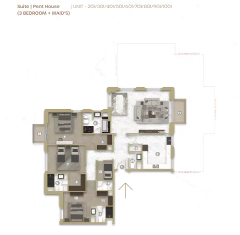 Floor plan, 3 Beds, 2,286 sq ft