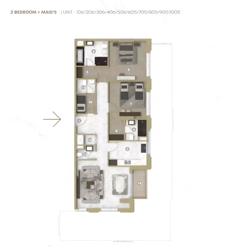 Floor plan, 2 Beds, 2,169 sq ft