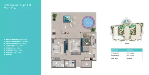 Floor plan, 2 Beds, 1,379 sq ft