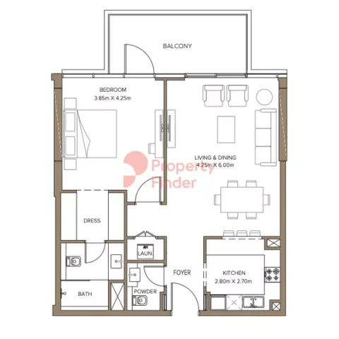 Floor plan, 1 Bed, 939 sq ft