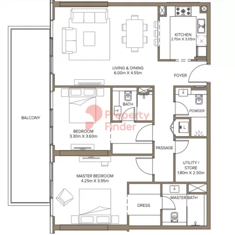 Floor plan, 2 Beds, 1,460 sq ft