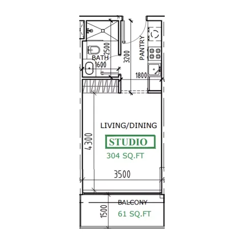Floor plan, Studio, 365 sq ft