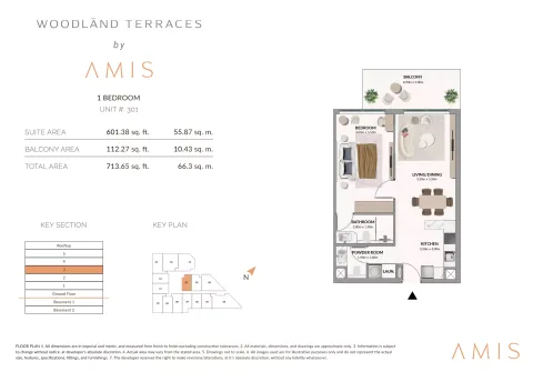 Floor plan, 1 Bed, 713 sq ft